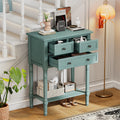 Narrow Console Table, Slim Sofa Table With Three Storage Drawers And Bottom Shelf Light Blue Light Blue Solid Wood Mdf