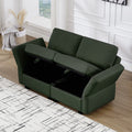 Contemporary Modern Chic Upholstered Fabric Sofa With Storage Seats And Storage Ottomans, 2 Seater Sofa Fabric Couch With Adjustable Arms And Backs For Living Room Green Green Polyester 2 Seat