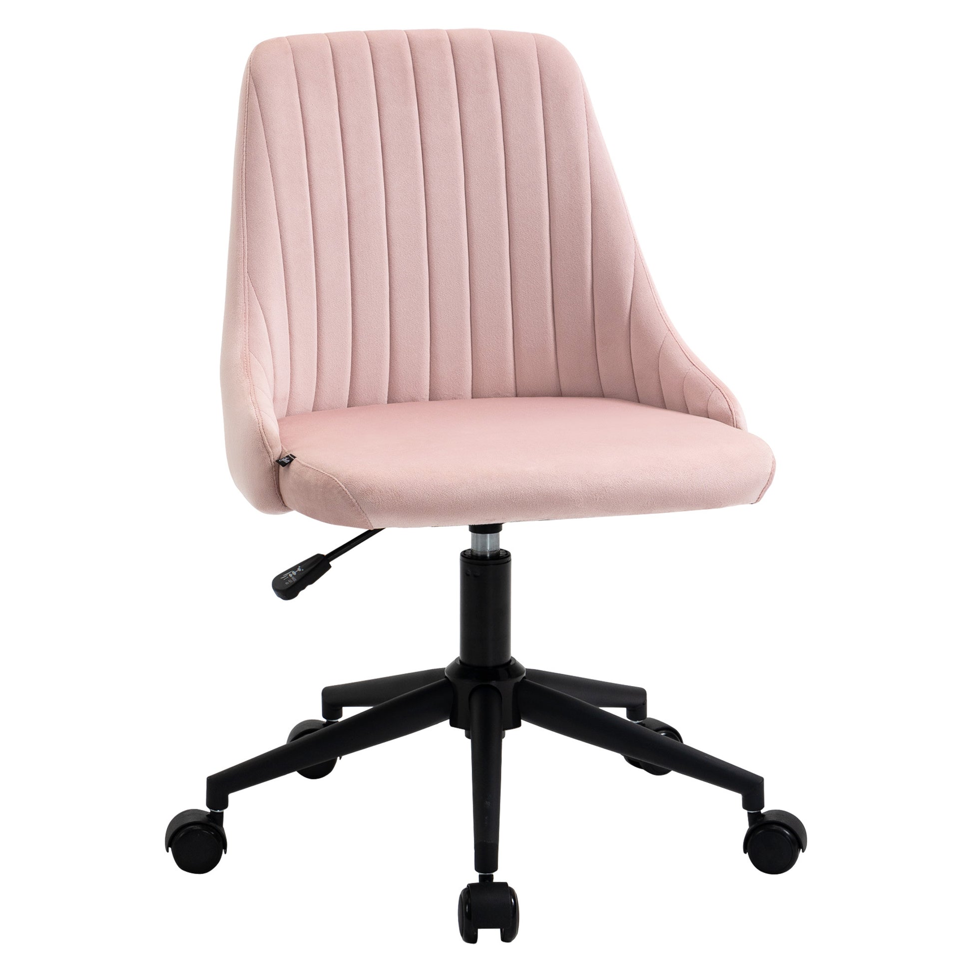 Vinsetto Mid Back Office Chair, Velvet Fabric Swivel Sop Shape Computer Desk Chair For Home Office Or Bedroom, Pink Pink Polyester