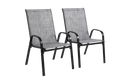2 Piece Patio Chairs, Outdoor Camping Chairs Withtextilene Fabric, Set Of 2 Garden Chairs With Armrest High Backrest For Garden Patio Pool Beach Yard Space Saving Grey Grey Steel