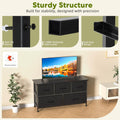 5 Drawers Dresser For Bedroom, Kidsroom Furniture, Wide Chest Of Drawers, Storage Organizer Units With Fabric Bins For Closet, Entryway, Metal Frame, Waterproof Wood Top, Adjustable Feet Black Wood