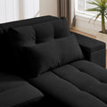 Convertible 3 In 1 Sleeper Sofa And Sectional Sofa With 4 Storage Space For Living Room,Corduroy Couch With 4 Pillows,Corduroy Black Corduroy 3 Seat