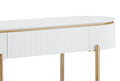 Daveigh Sofa Table, White High Gloss & Gold Finish Lv02466 White Gold Wood Metal