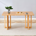 Chinese Country Retro Solid Wood Dining Table, Simple Modern Imitation Rattan Dining Table, Wooden Dining Table, Desk. Suitable For Dining Room, Living Room, Office Wood Rubber Wood