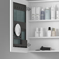 36'' W X 26'' H Bathroom Mirror Medicine Cabinet Wooden Door Medicine Cabinets For Bathroom, Wall Mounted Recessed Or Surface, Bathroom Mirror With Storage White Engineered Wood
