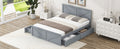 Queen Size Wooden Platform Bed With Four Storage Drawers And Support Legs, Gray Queen Gray Pine