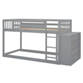 Twin Over Twin Bunk Bed With 4 Drawers And 3 Shelves Gray Twin Gray Solid Wood