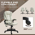 Homcom 6 Point Vibrating Massage Office Chair With Heat, Microfiber High Back Executive Office Chair With Reclining Backrest, Padded Armrests And Remote, Beige Beige Polyester