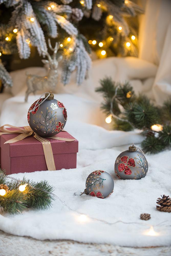 D3.9" Christmas Ball Ornaments, Glass Decorative Hanging Ball Christmas Tree Ornaments For Holiday Party Decorations, Set Of 6 Multi Glass