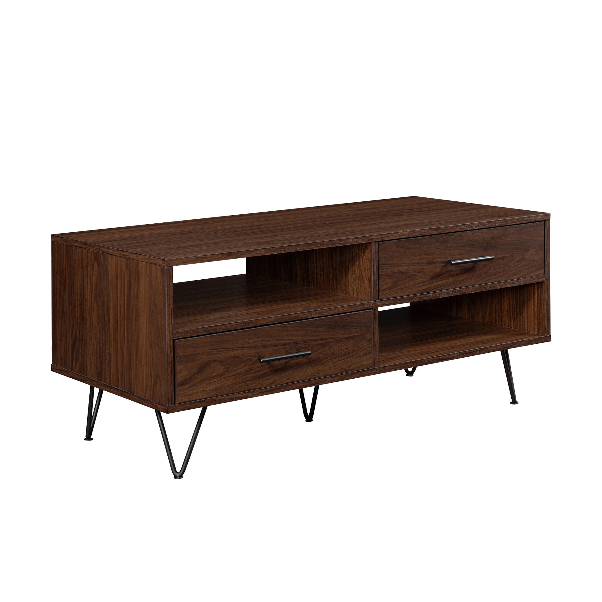 Modern Hairpin Leg Coffee Table Dark Walnut Dark Brown Mdf Mdf