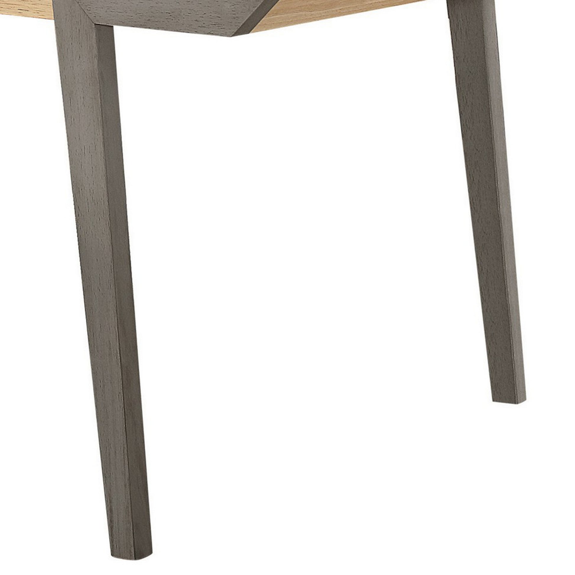 71 Inch Dining Table, Natural Brown Top, Farmhouse Style, Gray Flared Legs Brown Wood