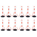 12 Pack Traffic Delineator Post Cones With Fillable Base, Adjustable Plastic Safety Barrier With 5Ft Plastic Chain, Outdoor And Indoor Crowd Control Stanchion For Traffic Control And Warning W R White Red Plastic