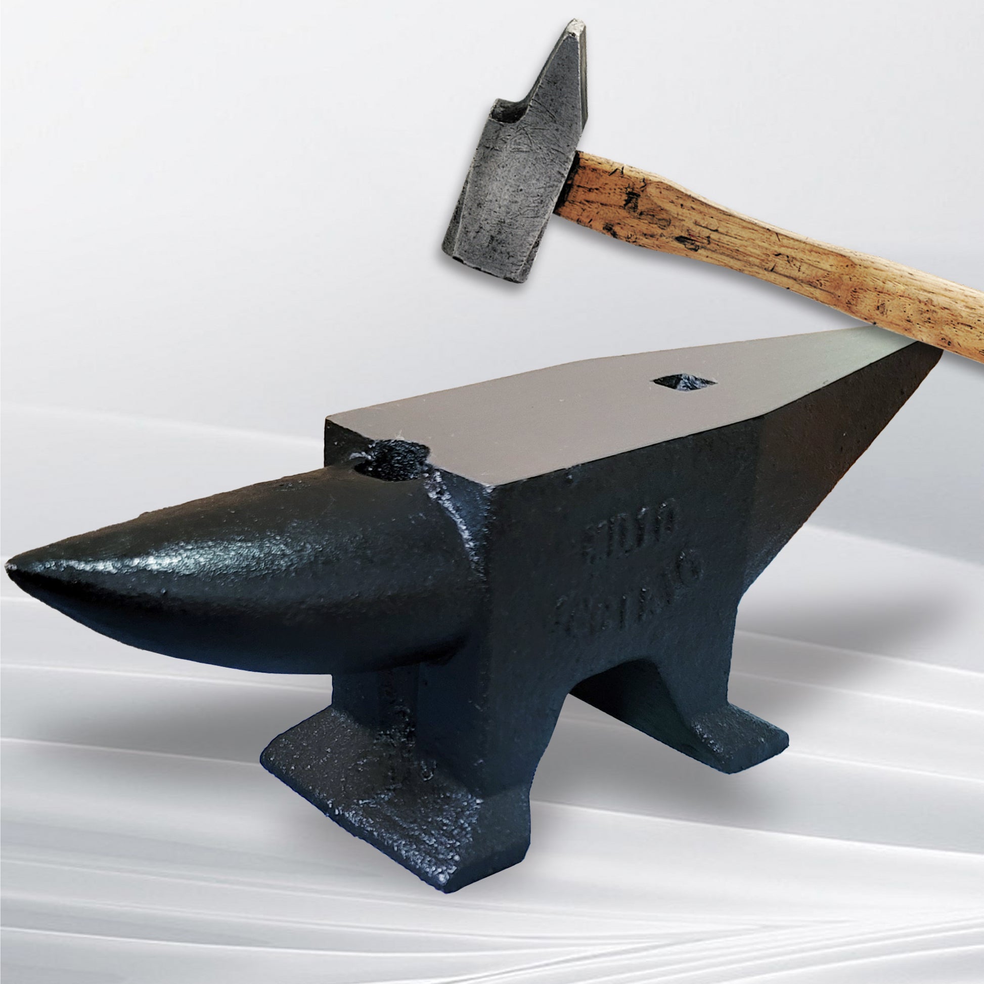 22Lbs Cast Steel Anvil, High Hardness Rugged Round Horn Anvil Blacksmith, Large Countertop And Stable Base, With Round And Square Hole, Metalsmith Tool For Bending And Shaping Black Carbon Steel