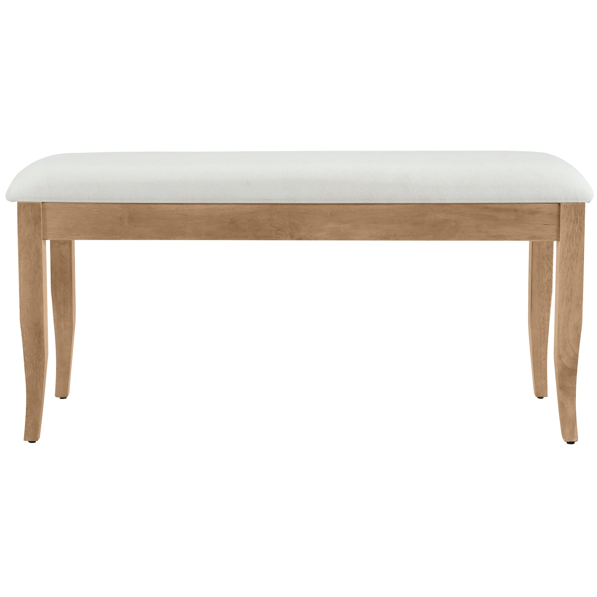 Retro 6 Piece Trestle Dining Table Set With Upholstered Dining Chairs And Dining Bench, Smooth Dining Backs For Dining Room, Living Room, Kitchen, Natural Upholstered Chair Wood Natural Beige Seats 6 Wood Dining Room Solid Wood Rubberwood Trestle