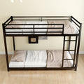 Metal Twin Over Full Bunk Bed Heavy Duty Sturdy Metal Noise Reduced Safety Guardrail No Box Spring Needed,Black Twin Black Metal Metal