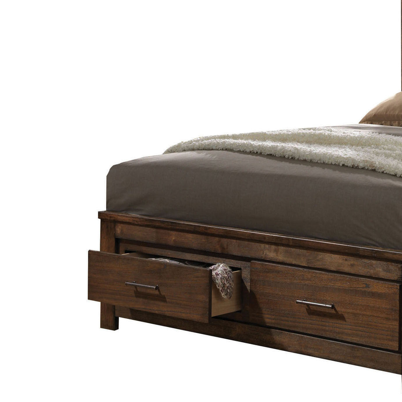 Oak Queen Bed With Storage Box Spring Not Required Queen Oak Wood Bedroom Rubberwood Panel Wood