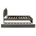 Queen Size Upholstered Platform Bed With Multi Functional Headboard, Trundle And 2 Drawers, Gray Box Spring Not Required Queen Gray Wood Bedroom Upholstered