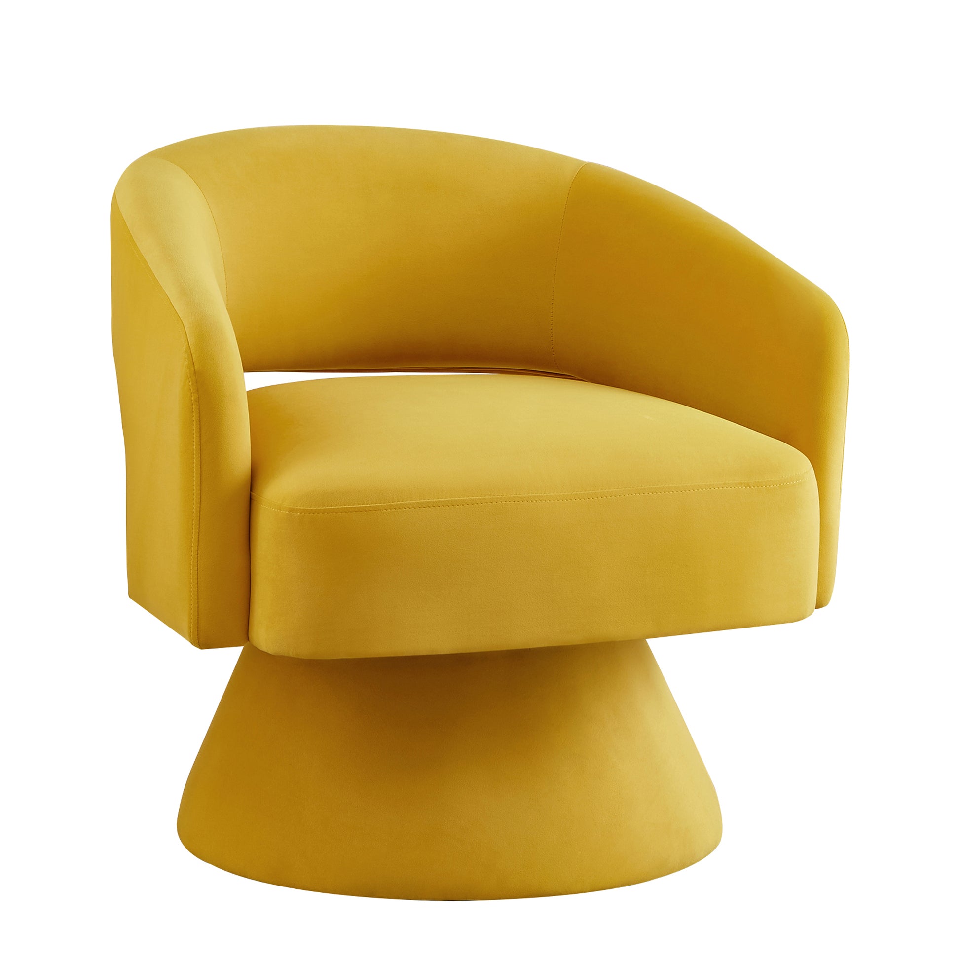Modern Swivel Barrel Chair, Upholstered Velvet Round Accent Chairs,360 Degree Comfy Swivel Chair With Open Backrest, Single Chair Armchair For Living Room Bedroom, Homerest, Yellow Yellow Primary Living Space American Design,Contemporary,Luxury,Mid