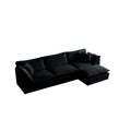 Free Combination Comfy Upholstery Modular Oversized L Shaped Sectional Sofa With Reversible Ottoman, Black Chenille Black Chenille 3 Seat