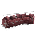 Modular Sectional Sofa, U Shaped Couch With Sofa For Five & Pillows, Modern Minimalist Chenille Fabric Large Comfy Cloud Sofas, Living Room Furniture Sets Wine Red Chenille 5 Seat