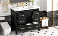 36'' Bathroom Vanity With Resin Sink Combo, Solid Wood Frame Bathroom Storage Cabinet, Freestanding Vanity Set With 5 Drawers& Soft Closing Doors Same As Sw000142Aab Black Bathroom Solid Wood Mdf Resin