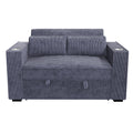 Dark Gray Corduroy Upholstered 2 Seat Sofa W Cup Holders Sleeper Couch 1Pc Convertible Sofa W Usb Dark Gray Wood Primary Living Space Cushion Back Contemporary,Modern,Transitional Rubberwood Square