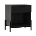 Modern Fluted Drawer Nightstand With Open Cubby Black Black Mdf Mdf