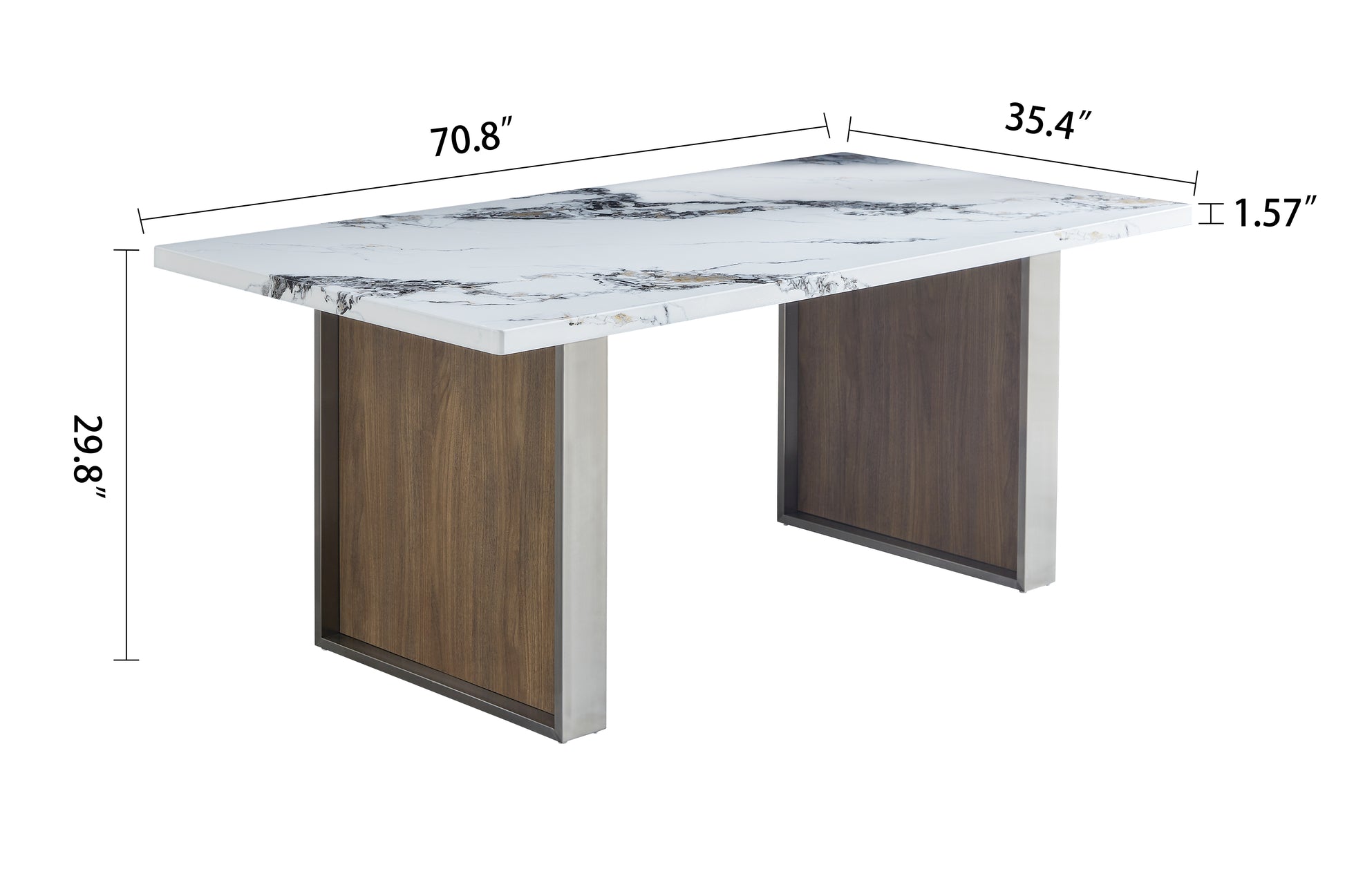 Elegant Marble Mdf Dinning Table For 6 Or 8, Rectangular 70.8"L*35.4"W*29.8"H, Luxurious Faux Marble High Quality Stainless Steel Legs Modern, Durable, Easy To Assemble For Kitchen Living Room, White White Ergonomic Kitchen Rectangular White Gold Seats 6