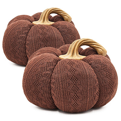 Set Of 2, 8.3X8.3X5.3" Dark Brown Pumpkin, Pumpkin Ornament Decor For Holiday Harvest Festival Fall Festival & Thanksgiving Dark Brown Polyester