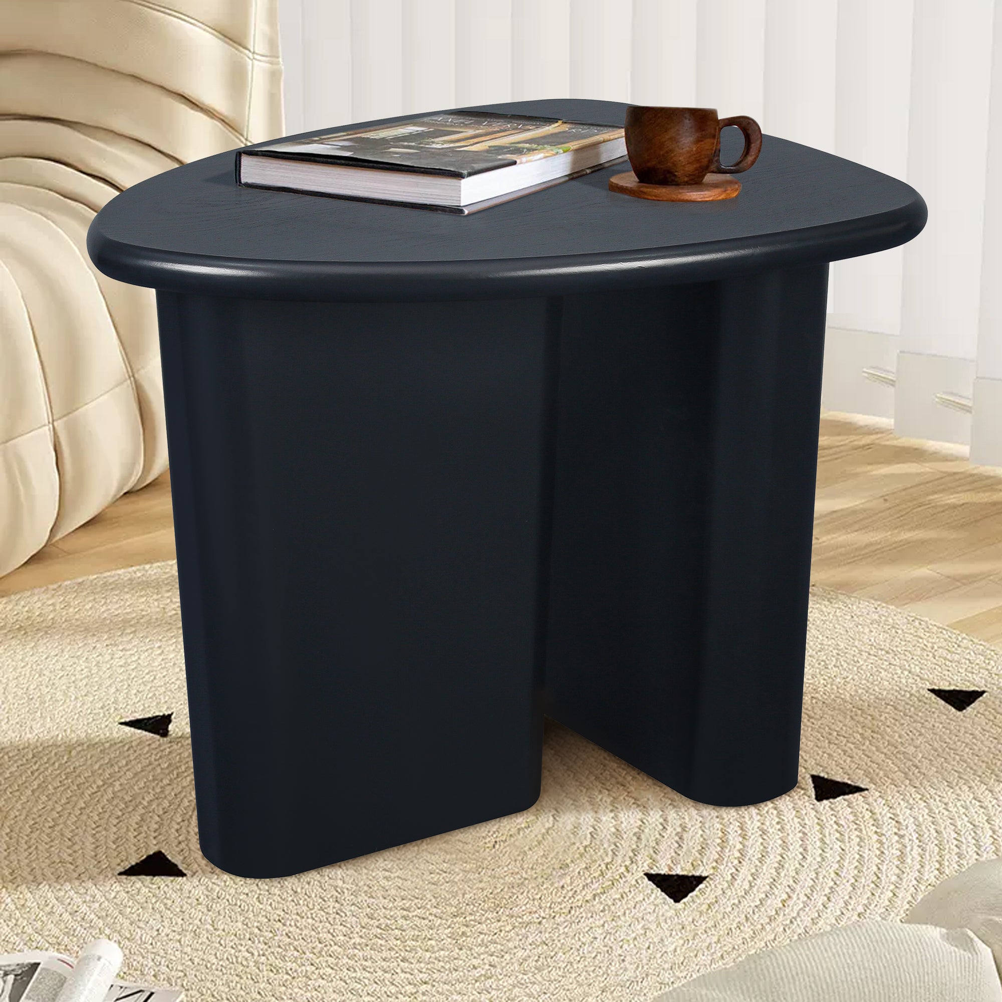 Tapered Tabletop Side Table Black Antique Black Mdf