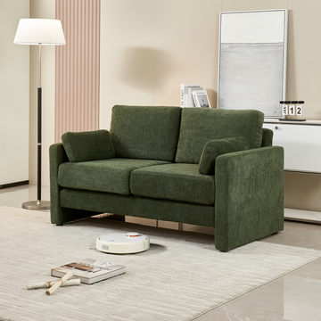 58.66" Small Modern Loveseat Sofa, Mid Century Chenille Fabric 2 Seat Couch Beautiful Seat With Back Cushions, Accent Sofa Couch For Living Room, Bedroom And Small Space Green Wood Foam Chenille 2 Seat