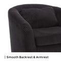 Coolmore Living Room Accent Barrel Chair, Century Modern Style Decorative Chair, Armchair For Living Room With Thick Cushions And Pillows, Comfy Single Sofa Chair, Chair With Wooden Legs,Black Black Corduroy