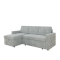 85 Inches Sofa Bed, 3 Seater Sleeper Sofa With Storage Chaise, Square Handrail With Pull And Copper Nail,Chenille Light Grey, Pull Out Couch For Living Room Light Grey Chenille 3 Seat
