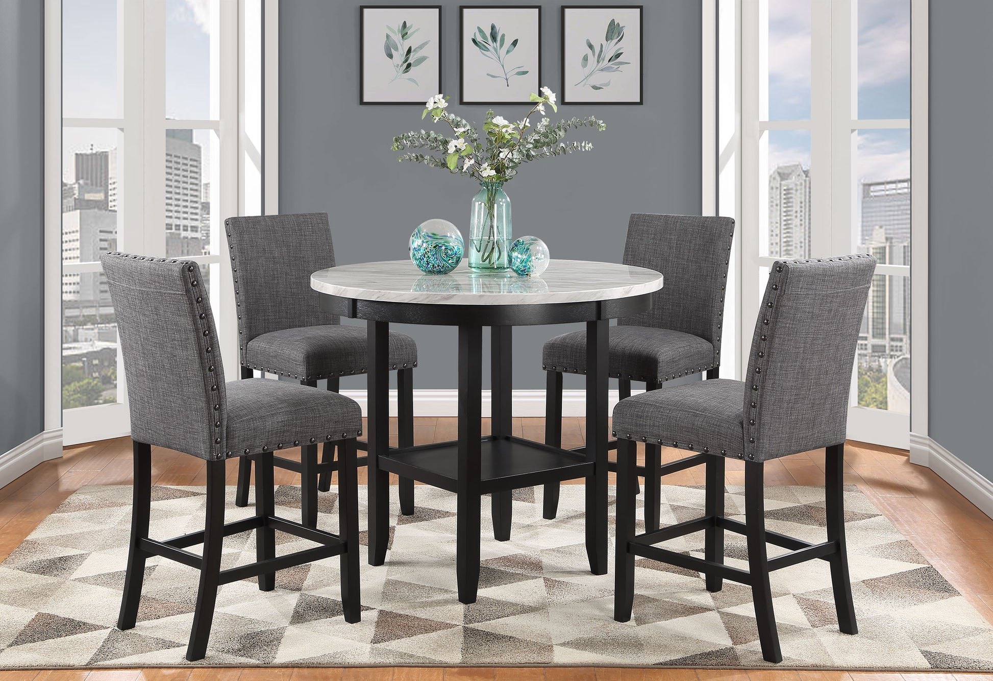 Marian Dark Gray Bar Stool Kit Of 2 Solid Gray Dining Room Foam Rectangular Wipe Clean Casual Bar Stools Rubberwood Solid Back Set Of 2 Foam Fabric