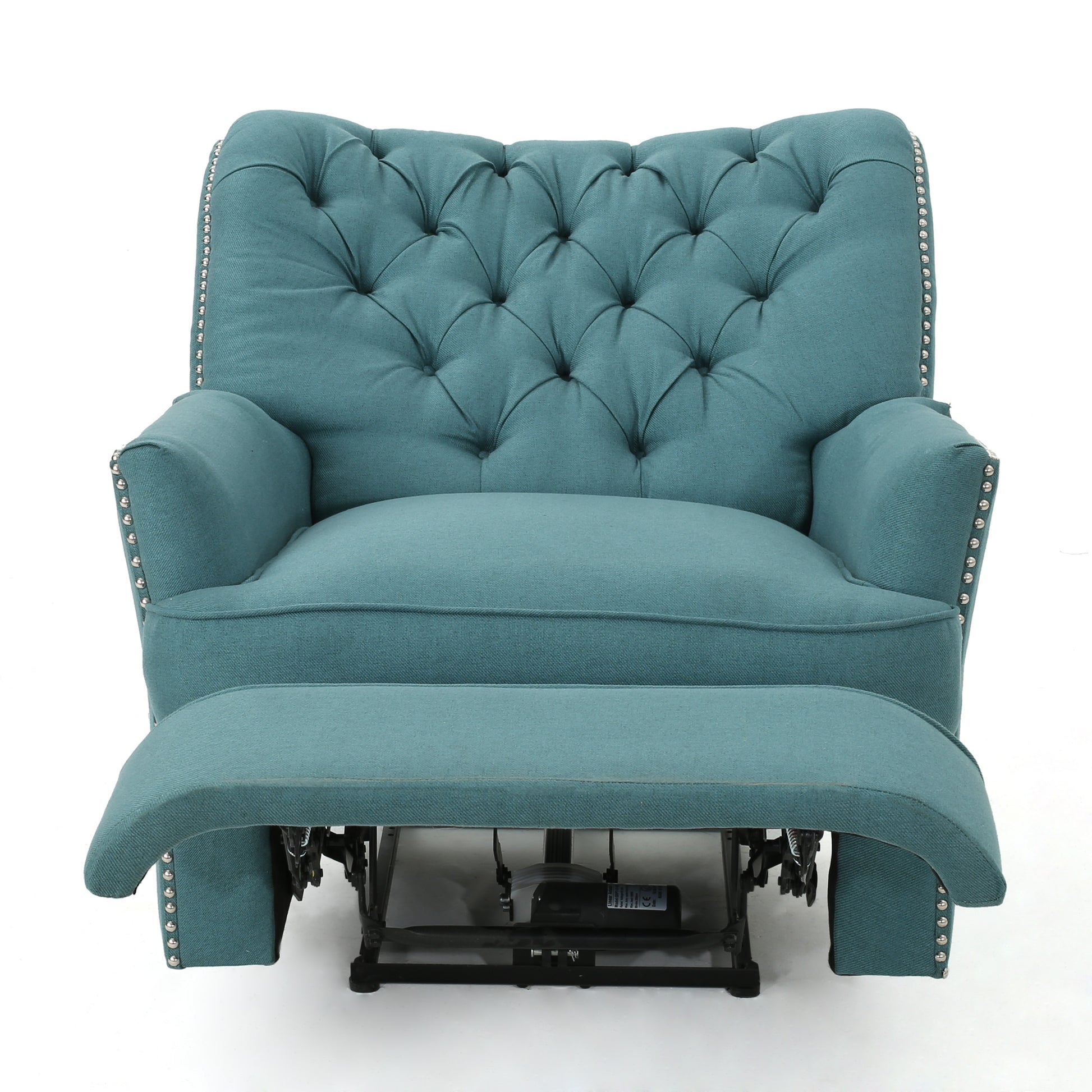 Indulge In Supreme Comfort: Electric Recliner Chair With Elegant Copper Accents And Soft Teal Upholstery Teal Fabric