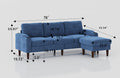 Convertible Combination Sofa Sofa L Shaped Sofa With Storage Cabinet Footstool, Living Room Navy Blue Sofa, Living Room Bedroom Office Small Space 3 Seater Combination Sofa Navy Blue Metal 3 Seat