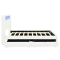 Full Size Upholstered Platform Bed With Led Frame, With Twin Size Trundle And 2 Drawers, Teddy Fleece, White White Fleece