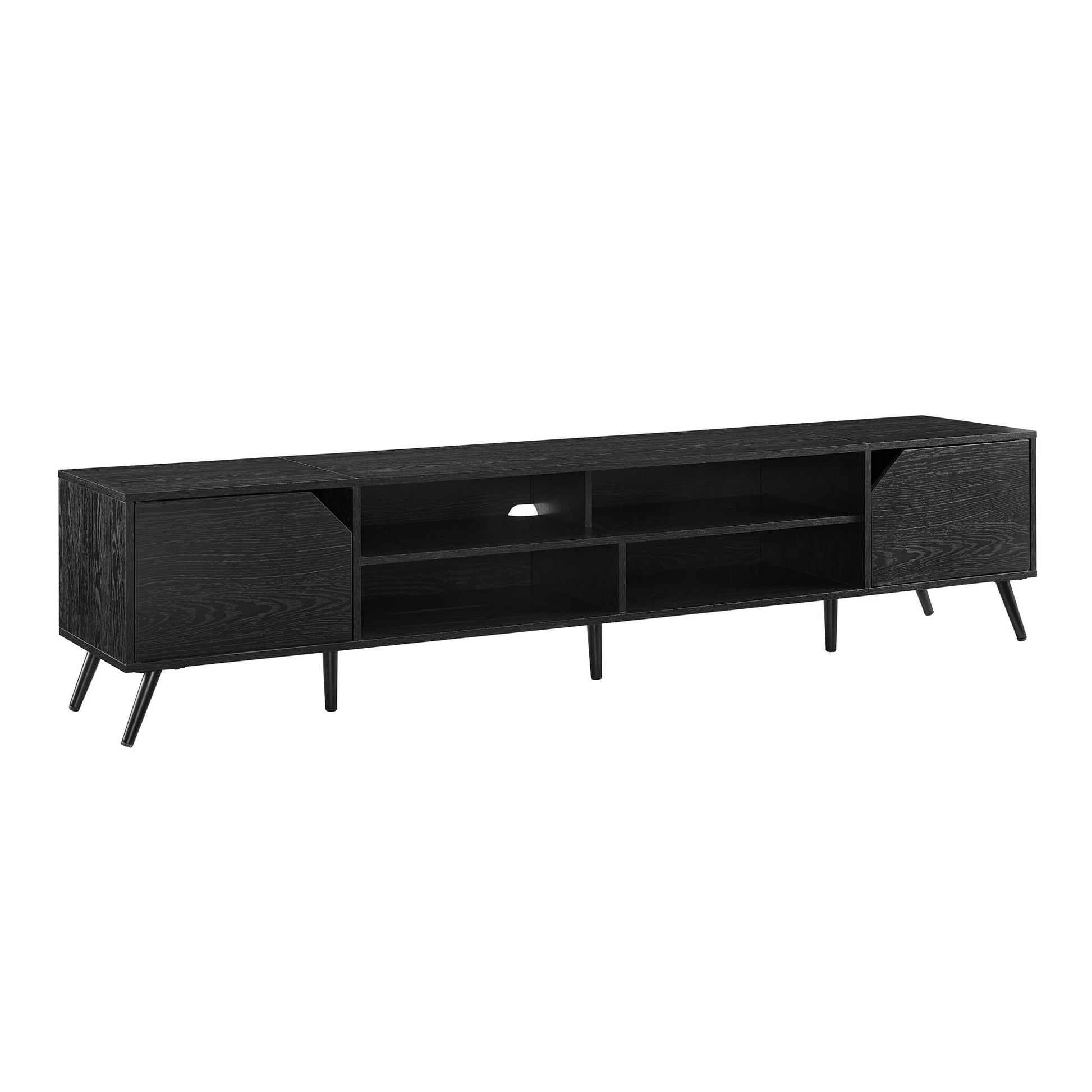 Contemporary 2 Door Minimalist Tv Stand For Tvs Up To 90 Inches Black Black 90 Inches Or Larger Mdf Mdf