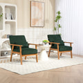 Leisure Chair With Solid Wood Armrest And Feet, Leisure Chair, Wood Frame, Velvet, Solid Rubber Wood Legs, Mid Century Modern Accent Chair, For Living Room Bedroom Studio Chair,Two Packs Emerald Corduroy
