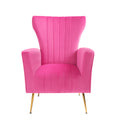 Velvet Accent Chair, Wingback Arm Chair With Gold Legs, Upholstered Single Sofa For Living Room Bedroom Rose Red Velvet 1 Seat