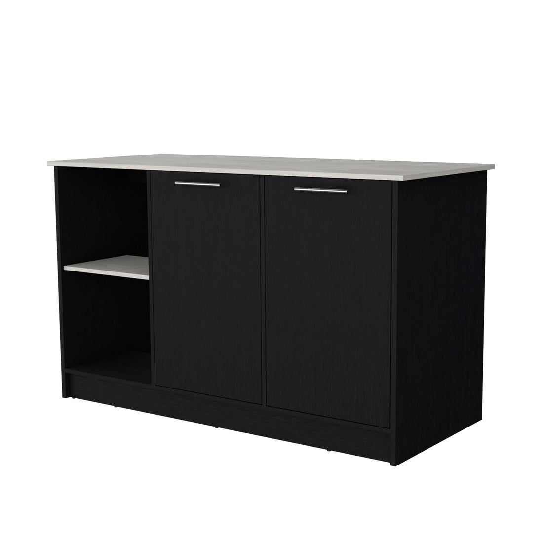 Mercury Kitchen Island With Spacious Countertop, Double Door Cabinets, And 2 Open Storage Shelves Multi Kitchen Rectangular Stationary Kitchen Islands Melamine Particle Board Large 56 In