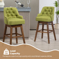 Coolmore Bar Stools Set Of 2 Counter Height Chairs With Footrest For Kitchen, Dining Room And 360 Degree Solid Wood Legs Swivel Bar Stools Set Of 2 Olive Linen Olive Foam Linen