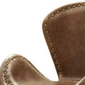 Retro Brown And Chrome Bucket Seat Accent Chair Brown Primary Living Space Traditional Fabric Metal