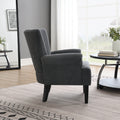 Modern Accent Living Room Chairs,Polyester Armchair Club Chair With Channel Back, Accent Chair For Living Room, Bedroom Reading Room, Soft Fabric, Wooden Leg, Dark Grey Dark Grey Primary Living Space Modern Foam Plywood
