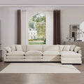 Modern Upholstered L Shape Modular Sectional Sofa, 4 Seater Sofa With With 1 Ottoman, Comfortable Corduroy Fabric Couch Sofa, Light Beige Corduroy Fabirc Beige Corduroy 4 Seat
