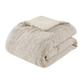 3 Piece Oversized Cotton Matelasse Comforter Set Full Queen Beige Polyester