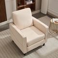 Mid Century Accent Chair ,Modern Linen Fabric Armchair For Living Room,Double Side Pockets, Comfortable And Padded Reading Feature Sofa Chair, Suitable For Bedrooms, Living Rooms, And Offices,Beige Beige Linen