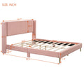 Queen Size Corduroy Platform Bed With Metal Legs, Pink Old Sku:Wf300238Aah Queen Pink Corduroy