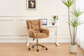 005 Velvet Fabric 360 Swivel Home Office Chair With Gold Metal Base And Universal Wheels,Coffee Solid Coffee Office Sponge Wipe Clean Modern Office Chairs Tufted Back Foam Swivel Velvet