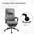 Vinsetto Executive Linen Feel Fabric Office Chair High Back Swivel Task Chair With Adjustable Height Upholstered Retractable Footrest, Headrest And Padded Armrest, Light Grey Grey Polyvinyl Chloride